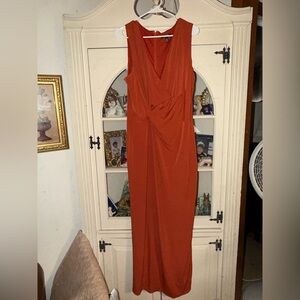 Chaps Sleeveless Orange Maxi Dress